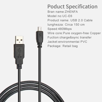 Zhenfa USB Kábel pre Fotoaparáty SONY DSC-W610i/S DSC-W510/B DSC-W510/R DSC-W510/P DSC-W630/N DSC-W630/S DSC-W630/P DSC-W310B