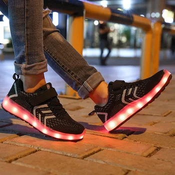 Veľkosť 25-37 LED obuv pre Deti-Chlapci, Dievčatá /USB Nabíjanie Svetelný Tenisky s Osvetlené jediným Deti Topánky so Svetlami, Podsvietenie