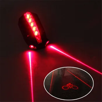 Vonkajšie Dynamický 2 Laser+5 LED Zadné Koleso Bicykla Chvost Svetelný Lúč Bezpečnostné Výstražné Červené svetlo mimo kemp športy