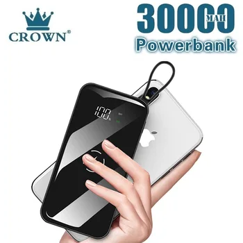 QI Wireless Power Bank 30000 MAh veľkokapacitný Externý Batérie Prenosného Mobilného Telefónu, USB Powerbank Digitálny Displej LCD Nabíjačky