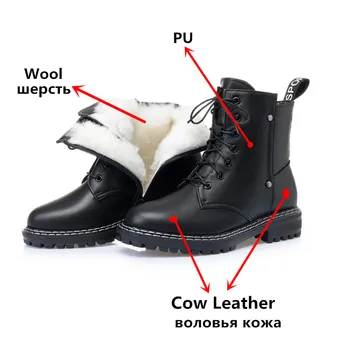 MORAZORA 2021 Nové Originálne kožené čižmy ženy teplé vlny zimné topánky ženské topánky šnurovacie módne hustú srsť, členkové topánky