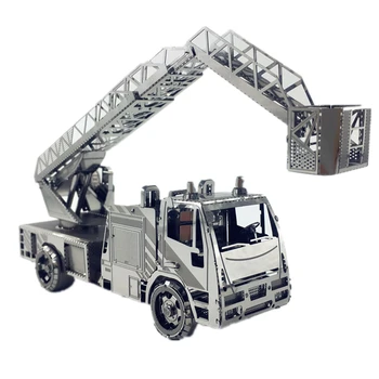 3D Kovov Puzzle DIY Hračka Farba / Strieborná Rebrík Požiaru Truck Model Kit Deti Vzdelávacie Darčeky pre Dospelých Puzzle Zberu