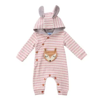 2018 Roztomilý Fox Novorodenca Chlapec Dievča Romper Kapucňou Jumpsuit Oblečenie Oblečenie Jednodielnych