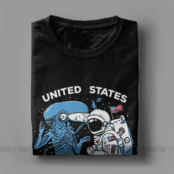 Muž Astronaut Americké Vesmírne Sily Tričko T-Shirts Vintage O Krk Krátky Rukáv Oblečenie Z Čistej Bavlny Tees Pláži T Tričko