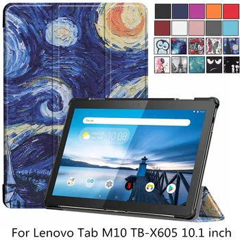 Nový Príchod Tenký Tvrdý obal pre Kartu Lenovo M10 TB-X605F Release Tablet 3 Násobne Magnetický Stojan, Kryt pre M10 X605 10.1 Palcový + pero