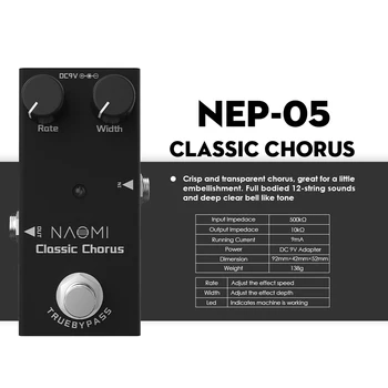 NAOMI NEP-05 Klasické Chorus Efekt Pedál pre Elektrické Gitary s True Bypass Mini Jednu Gitaru Pedál DC 9V Čierna