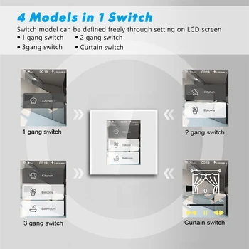 LCD, Wifi, Smart Wall Light Switch Pracovať s Apple Homekit Alexa Domovská stránka Google NÁM EÚ 110V 220V, Spotreba, Smart Home Prepínač