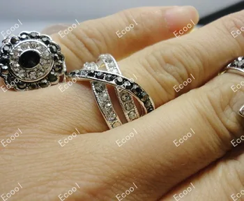 10Pcs Hot Predaj Plný Crystal Drahokamu Strieborné Pozlátené Prstene Pre Ženy Móda Celý Šperky Boky Veľa LR173