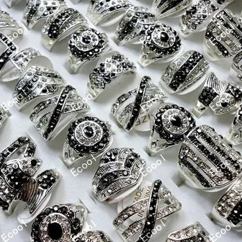 10Pcs Hot Predaj Plný Crystal Drahokamu Strieborné Pozlátené Prstene Pre Ženy Móda Celý Šperky Boky Veľa LR173