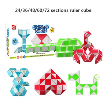 QiYi Had Pravítko Magic Cube 24/36/48/60/72 Sekcie Twist Cube Puzzle Dieťa Vzdelávacie Hračka pre Deti, Chlapec 6 Rokov