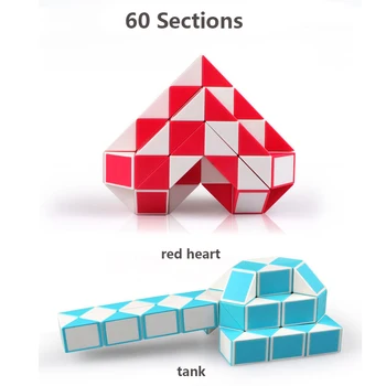 QiYi Had Pravítko Magic Cube 24/36/48/60/72 Sekcie Twist Cube Puzzle Dieťa Vzdelávacie Hračka pre Deti, Chlapec 6 Rokov