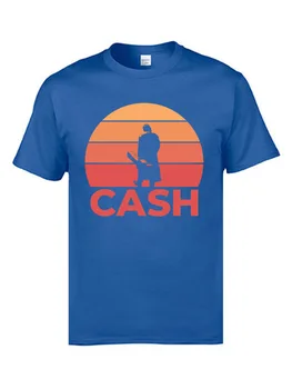 Johnny Cash západ Slnka T Shirt pre Mužov Klasická Gitara Interpreta Hudby Tričko Otec Tees Bavlnená Tkanina s Krátkym Rukávom (T-shirts) XXL