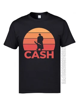 Johnny Cash západ Slnka T Shirt pre Mužov Klasická Gitara Interpreta Hudby Tričko Otec Tees Bavlnená Tkanina s Krátkym Rukávom (T-shirts) XXL