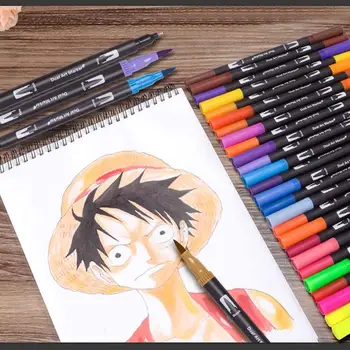 120 Farby Umenie Značky Kefa Fineliner Farebné Perá Dual Tipy pre Farbenie Vody Značku Kaligrafie Kreslenie Skíc Anime