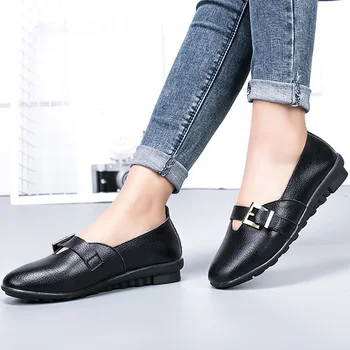 Lode dámske topánky Pracky Dizajnér Originálne kožené topánky Pre ženy Veľké veľkosti 4.5-12 Protišmykové Bytov topánky žena Jar