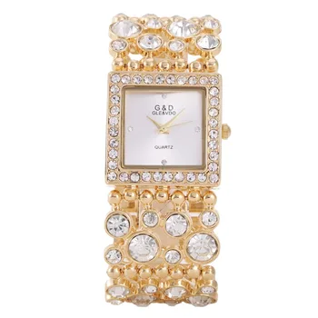 WA171 Ženy Hodinky Módne G&D Luxusné Značky Gold Crystal Náramok Hodiniek Dámske Ocele, Quartz náramkové hodinky dámske Hodinky
