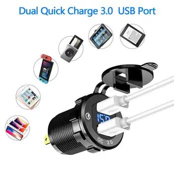 Rýchle Nabíjanie 3.0 Duálny USB Nabíjačka do Auta S LED Displej Mobilného Telefónu Auto-Nabíjačku Zásuvka pre iPhone Samsung Xiao Auto Poplatok