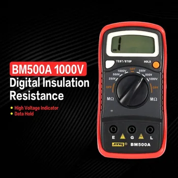 NewBM500A Digitálne Megger 1000V Auto Rozsah Izolačný Odpor ohm Meter Tester Megohmmeter Multimeter Voltmeter LED indikácia