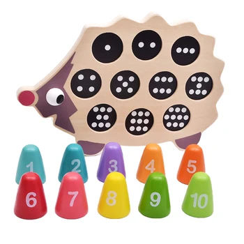 Ježko Číslo Zodpovedajúce Playset Deti Drevené Montessori Vzdelávacích Hračiek