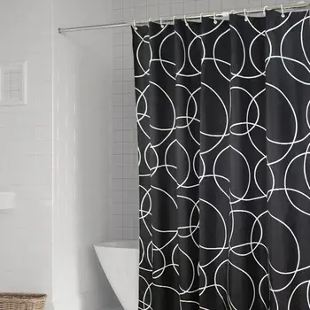 Nepremokavé Sprchový Záves Set s 12 Háčiky Čierne Kruh Kúpeľňa Záclony Polyester Textílie Vaňa Plesniam Dôkaz pre Home Decor