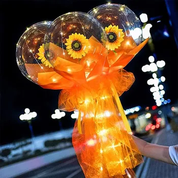 1/3KS Svietiace Balóny Ruže Kytice DIY umelý kvet Svetlo LED Inovatívne Hračka pre Domáce Dekorácie Valentína Darček