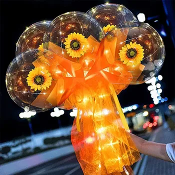 1/3KS Svietiace Balóny Ruže Kytice DIY umelý kvet Svetlo LED Inovatívne Hračka pre Domáce Dekorácie Valentína Darček