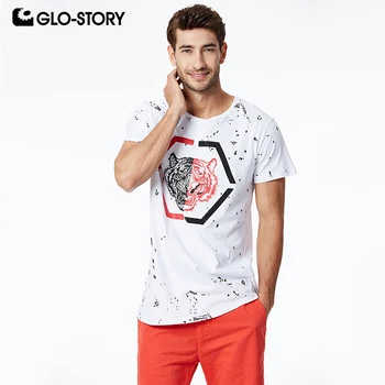 GLO-STORY 2020 pánske, Krátky Rukáv T-Shirts Základné Streetwear Mužskej Módy Tiger Štýl Tlače Letné Topy MPO-7313
