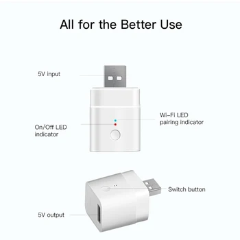 SONOFF Micro Wireless USB, Smart Adapter 5V Wifi Mini USB Nabíjanie Adaptér, Smart Diaľkové Ovládanie Práce S Alexa Domovská stránka Google