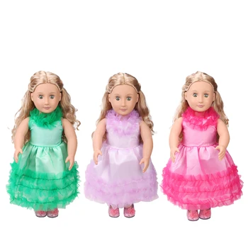 Bábiky oblečenie Elegantný 3 farba princezná večerné šaty hračka príslušenstvo fit 18-palcové Dievča bábiku a 43 cm bábiky baby c415