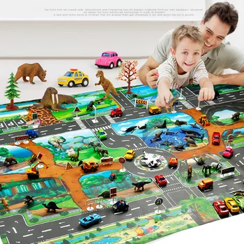 Dinosaur World Mapu Hrať Rohože Pre Deti Preskúmať Hračky Nepremokavé Playmat Simulácia Dino Park Zvierat Hračka Auto Poschodí Hru Hrať Mat