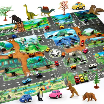 Dinosaur World Mapu Hrať Rohože Pre Deti Preskúmať Hračky Nepremokavé Playmat Simulácia Dino Park Zvierat Hračka Auto Poschodí Hru Hrať Mat