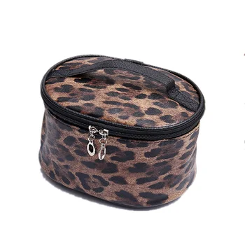 PURDORED 1 Pc Leopard Kozmetická Taška PU Kožené Ženy Veľkú Kapacitu, Aby Do Vrecka, Barel, Tvarované Cestovné Organizátor Taška Krásy Prípade