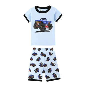 Chlapci krátky rukáv suv autá pyžamo deti, oblečenie pre deti truck bager lietadlo sleepwear dievčatká jednorožec pyžamá pijama