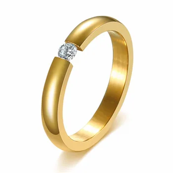 ZORCVENS Jednoduché Zlatá Farba Nehrdzavejúcej Ocele Zásnubné Prstene pre Ženy, Mužov, Elegantný Tenký Svadobné Kapela Výročie Darček