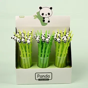 48 ks/veľa Tvorivých Bamboo Panda Gélové Pero Roztomilý 0,5 mm čiernym atramentom Neutrálnej Pero Školy písanie Dodávky Reklamných Darčekových