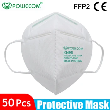 50PCS KN95 Maska Powecom Ochrannú Masku na Tvár, Mäkké a Pohodlné Respirátor 95% Filter Úst Utlmiť Maska