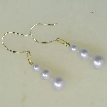 Nádherný 3ks kolo sladkovodné perly visieť náušnice G18K biela fialová