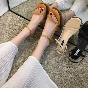 Topánky dámske Sandále 2020 Nové Letné Silné Päty Otvorené Prst S Sklzu Sexy Vysoké Podpätky
