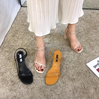 Topánky dámske Sandále 2020 Nové Letné Silné Päty Otvorené Prst S Sklzu Sexy Vysoké Podpätky
