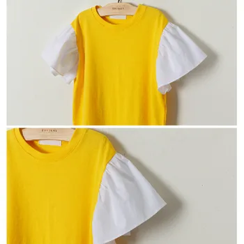 Značky Baby 2020 Nové Letné Dievčenské Bavlnené tričko Šaty Dievčatá Šaty, Závoje Rukáv Deti Patchwork Šaty Batoľa Oblečenie,#2679
