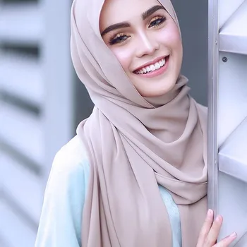 Módne ženy obyčajný bublina šifón šatku hidžáb zábal printe farbou šály, čelenky moslimských hijabs šatky/šatku 38 farby