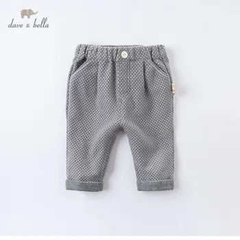 DB14829 dave bella jeseň baby dievčatá módne bodky vrecká, nohavice deti plnej dĺžke deti nohavice infant batoľa nohavice