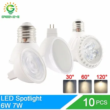 GreenEye 10Pcs/Veľa LED Žiarovka Lampada 6W 7W 220V E27 E14 MR16 GU5.3 GU10 Bombillas stmievateľné LED Lampa Pozornosti Lampara Bodové Svetlo