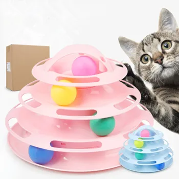 Štyri Úrovne pet mačka hračka Veža Skladby Disk mačka Inteligencie Zábavný zaplatiť hračiek pre mačky loptu Tréning Zábavný doska