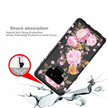 Kvet dizajn Shockproof Ťažké Hybridné Brnenie Drop Ochrana puzdro Pre SAMSUNG Galaxy note 9