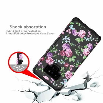 Kvet dizajn Shockproof Ťažké Hybridné Brnenie Drop Ochrana puzdro Pre SAMSUNG Galaxy note 9