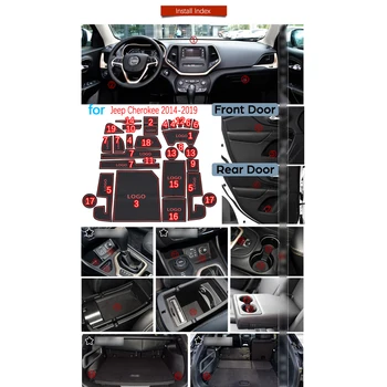 Protišmyková Gumová Brány Slot Pohár Mat Na Jeep Cherokee KL 2016 2017 2018 2019 Dvere Groove Mat Nálepky Auto Styling
