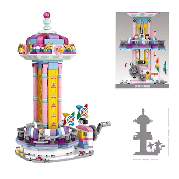 LOZ Zábavný Park 1727 Mega Drop Zone Tower 3D Model 584pcs Mini Bloky Tehly Diamond Malé Stavebné Hračka pre Deti, žiadne Okno