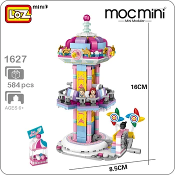 LOZ Zábavný Park 1727 Mega Drop Zone Tower 3D Model 584pcs Mini Bloky Tehly Diamond Malé Stavebné Hračka pre Deti, žiadne Okno