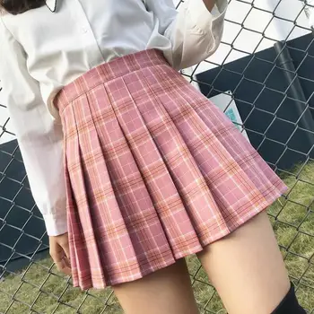 Móda Kockované Sukni, Plus Veľkosť Mini Sukne Dámske 2020 Vysoký v strede zúžený Falda plisada Harajuku Štýl Školskú Uniformu Tričko Big Girl